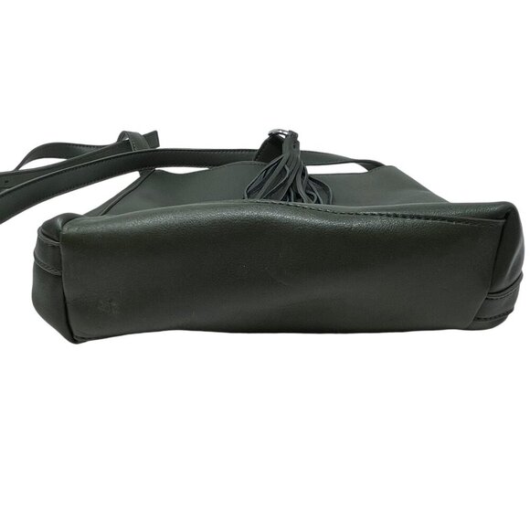 S-Zone Leather Hobo Style Purse Tassel Insert Olive Green - Picture 4 of 7